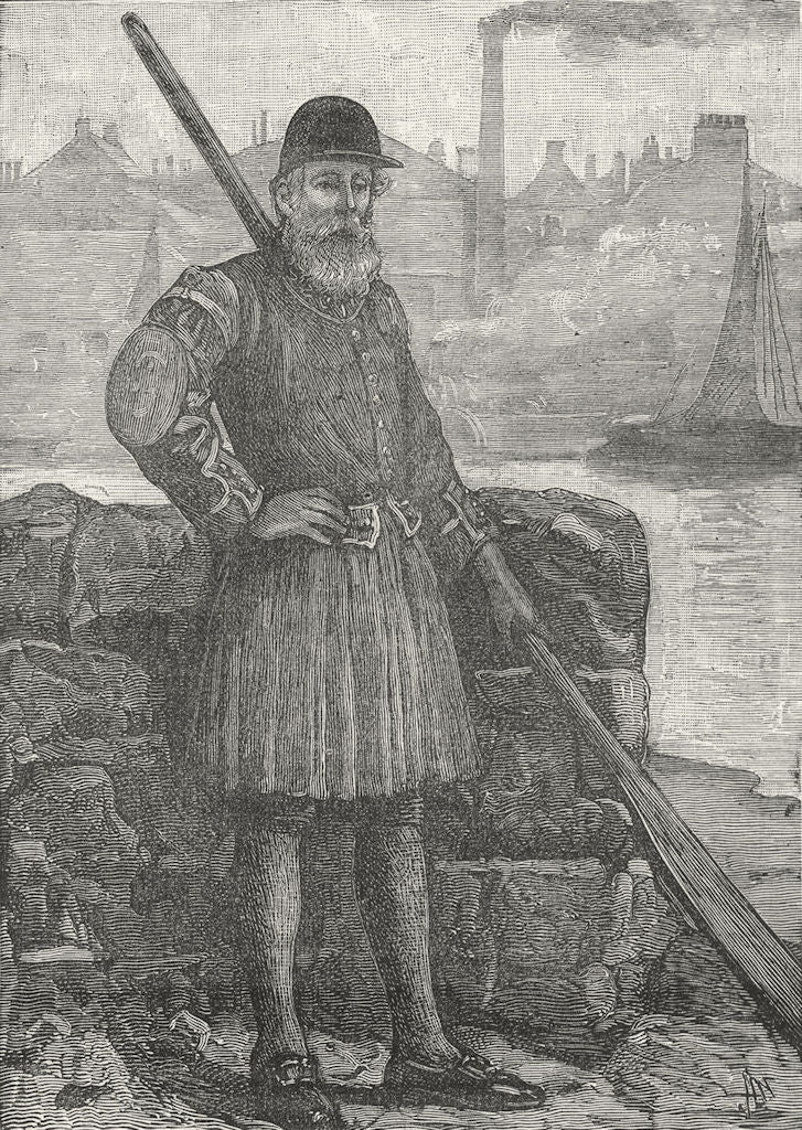 LONDON ROWING. A Wearer of Dogget's Coat and Badge. Thames 1888 old print